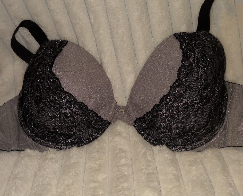 Elegant Black and Gray Lace Bra